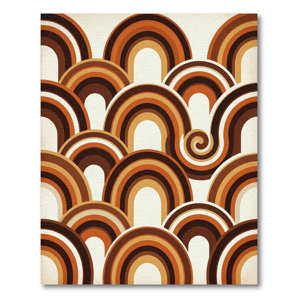 Retro Earth Tone Curved Arch Echo Rug