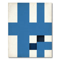 Bold Geometric Blue and White Grid Rug