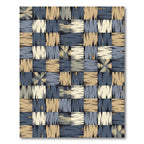 Modern Blue and Beige Checked Rug