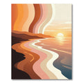 Retro Sunset Wave Rainbow Rug