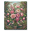 Elegant Pink Rose Floral Vintage Bouquet Rug