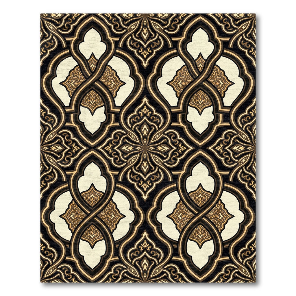 Gilded Onyx Damask Interlocking Scroll Rug