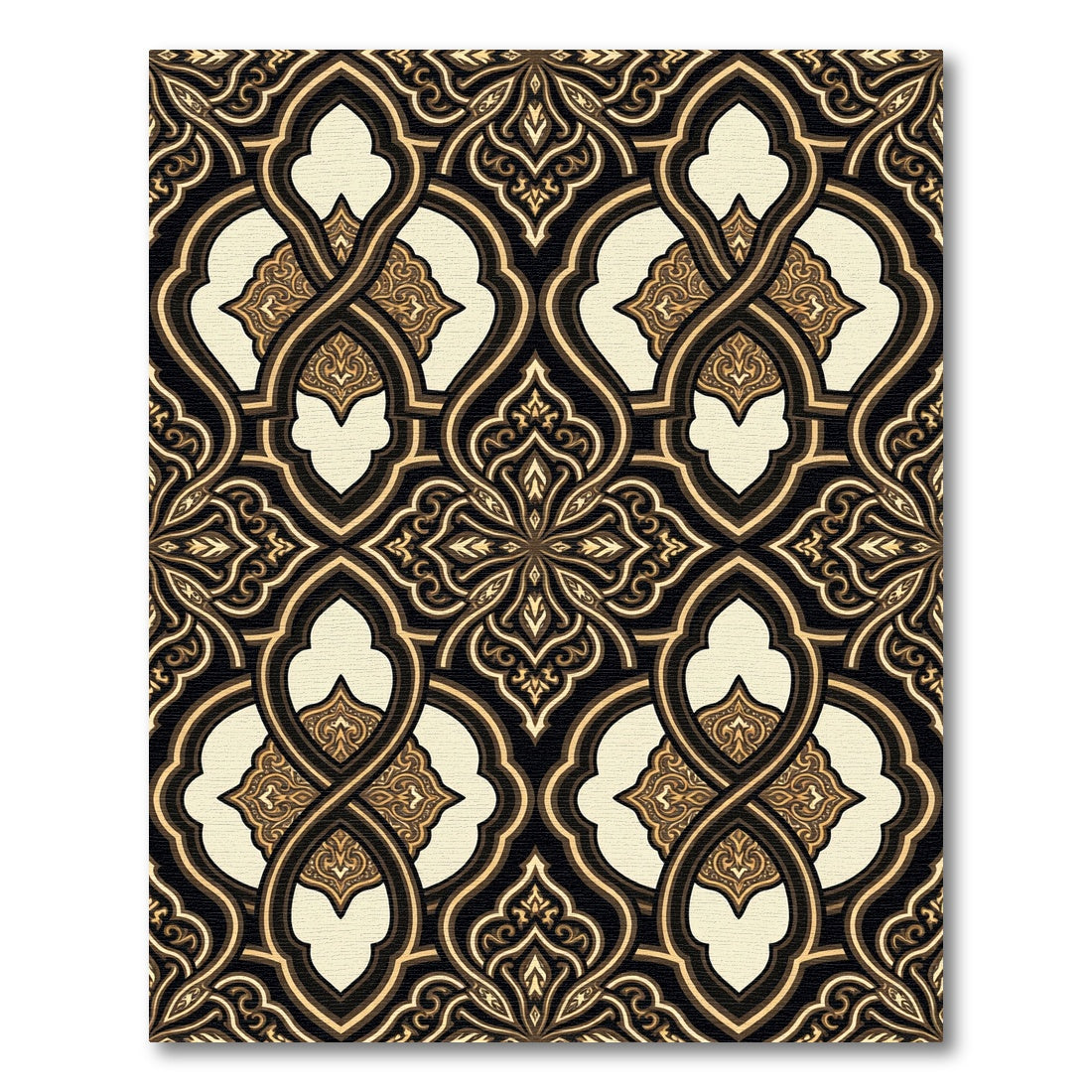 Gilded Onyx Damask Interlocking Scroll Rug