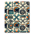 Industrial Automotive Helmet Mechanic Tool Collage Rug