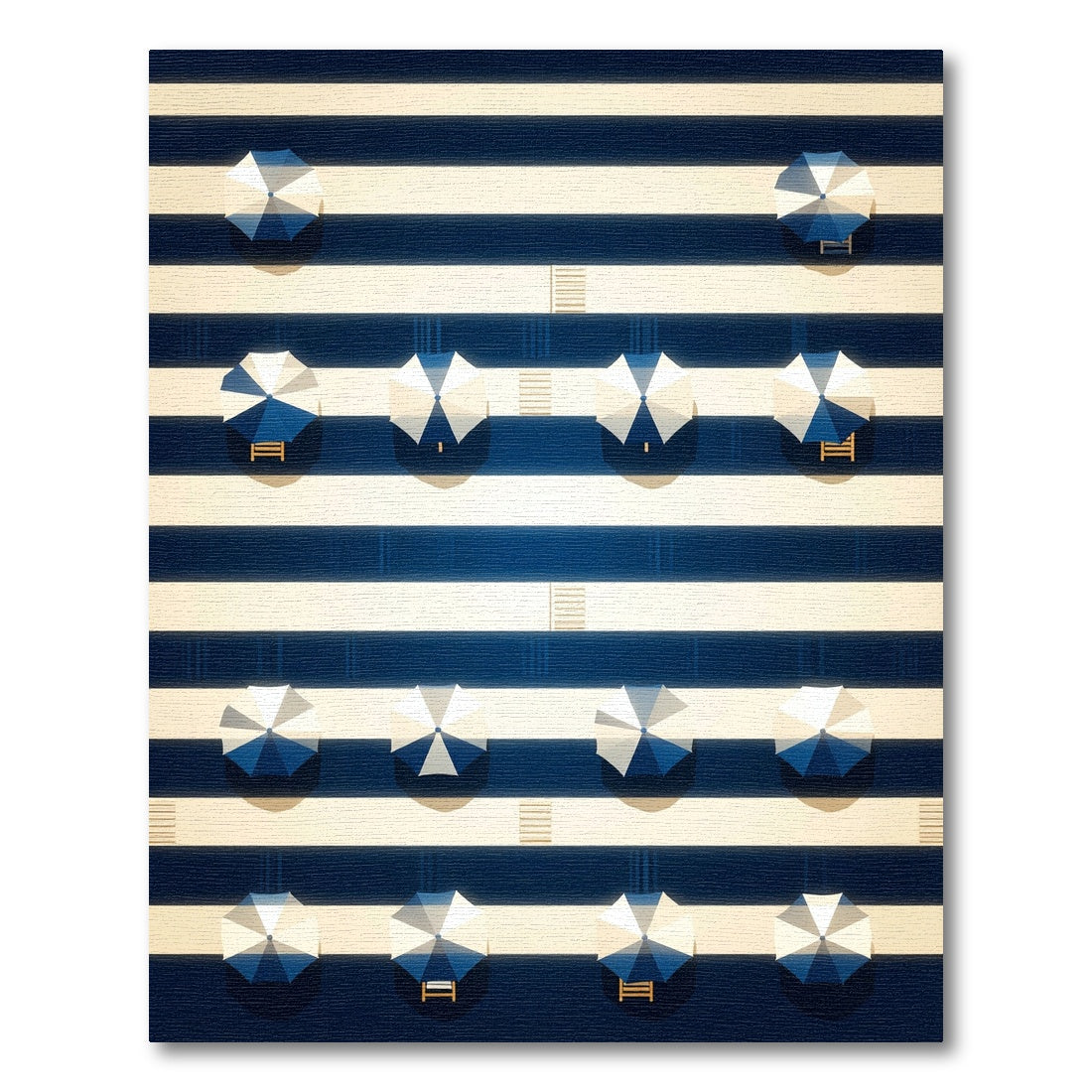 Coastal Navy and White Striped Parasols Rug