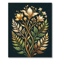 Elegant Golden Floral Botanical Arrangement Rug
