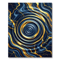 Navy Blue Liquid Gold Marble Swirl Rug