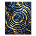 Navy Blue Liquid Gold Marble Swirl Rug