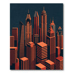 Modern Burnt Orange Geometric Skyline Rug