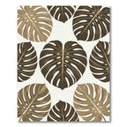 Earthy Brown Tropical Monstera Leaf Rug