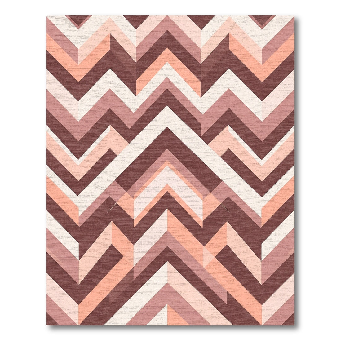 Modern Earthy Geometric Chevron Ripple Rug