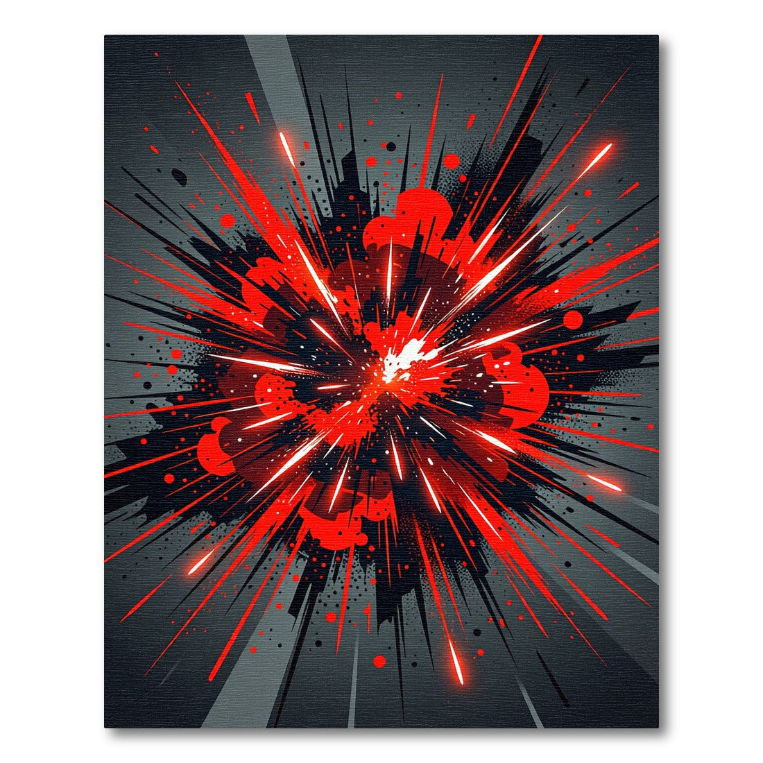 Crimson Burst Radial Splatter Rug