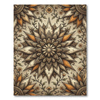 Elegant Beige Gold Floral Mandala Rug