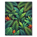 Vivid Green Jungle Leafery Arrangement Rug