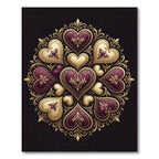 Ornate Hearts Mandala with Gold Accents Rug