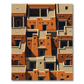 Terracotta Pueblo Architectural Collage Rug