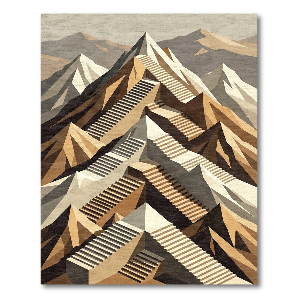 Geometric Mountain Staircase Abstract Rug