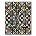 Navy Gold Geometric Fleur-De-Lis Lattice Rug