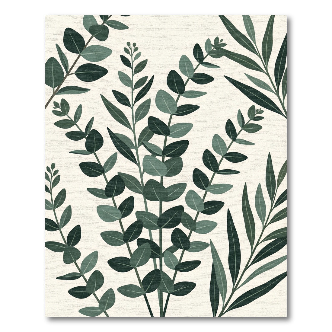 Deep Green Eucalyptus Branch Collage Rug