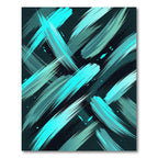 Aqua Teal Brushstrokes Abstract Rug