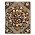 Earthy Amber Lotus Mandala Rug