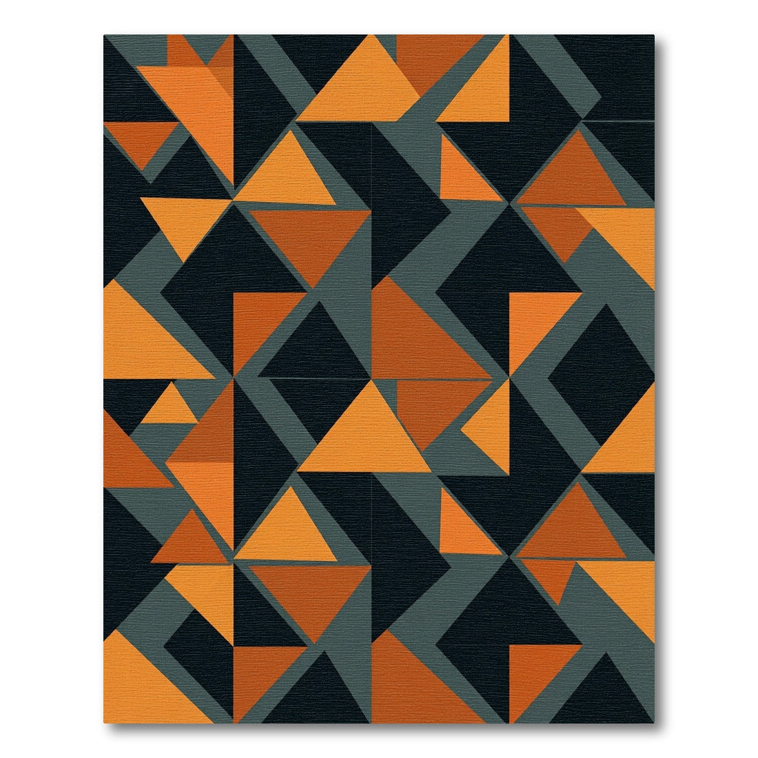 Modern Burnt Orange Slate Geometric Triangle Rug