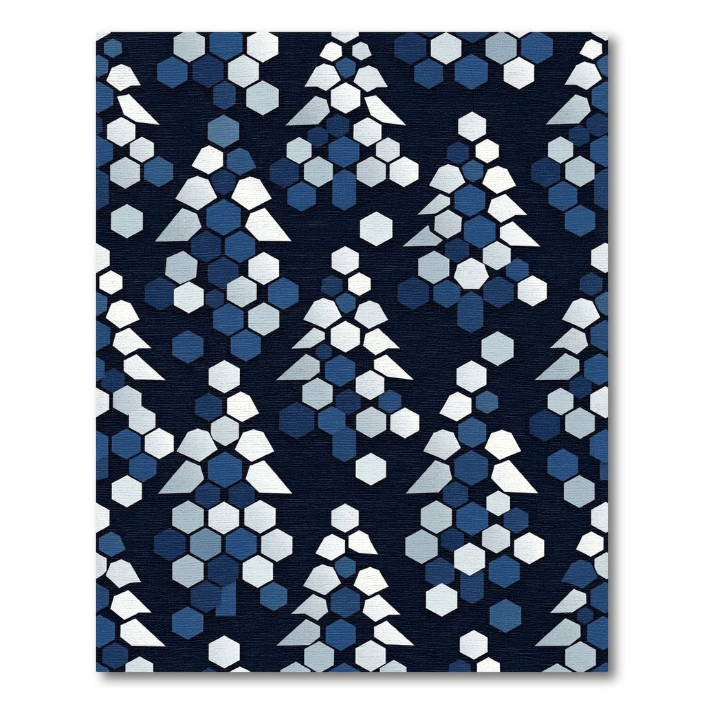 Modern Navy Blue Hexagon Forest Rug