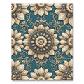Elegant Teal Gold Floral Medallion Rug