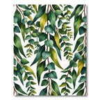 Green Eucalyptus Leaf Branch Pattern Rug