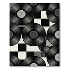 Retro Vinyl Record Checkered Monochrome Art Rug