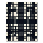 Modern Black and White Grid Check Rug