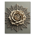 Antique Ivory Rose Filigree Mandala Rug