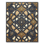 Ornate Gray Golden Interlocking Arabesque Rug