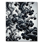 Monochrome Ink Swirl Abstract Composition Rug