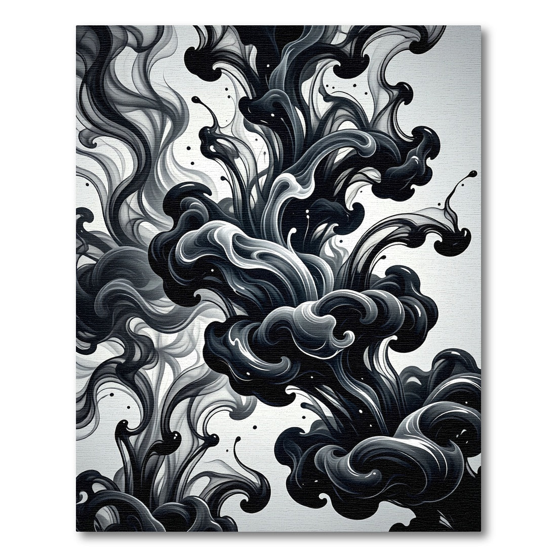 Monochrome Ink Swirl Abstract Composition Rug