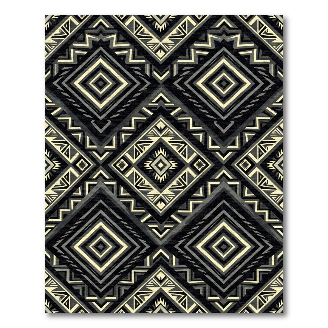 Monochrome Tribal Diamond Geo Rug