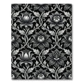 Elegant Monochrome Floral Scroll Jacquard Rug
