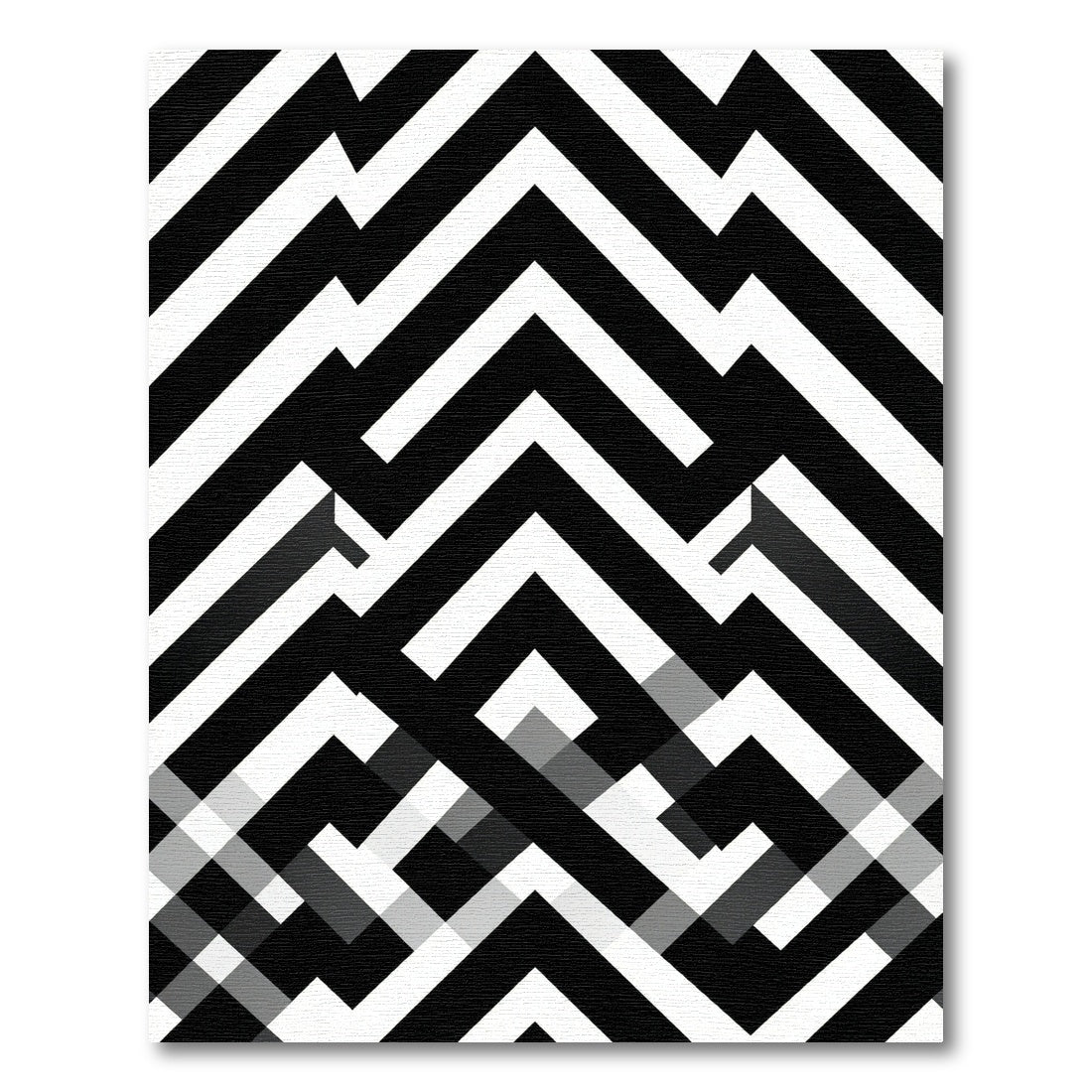 Bold Black and White Geometric Zigzag Rug