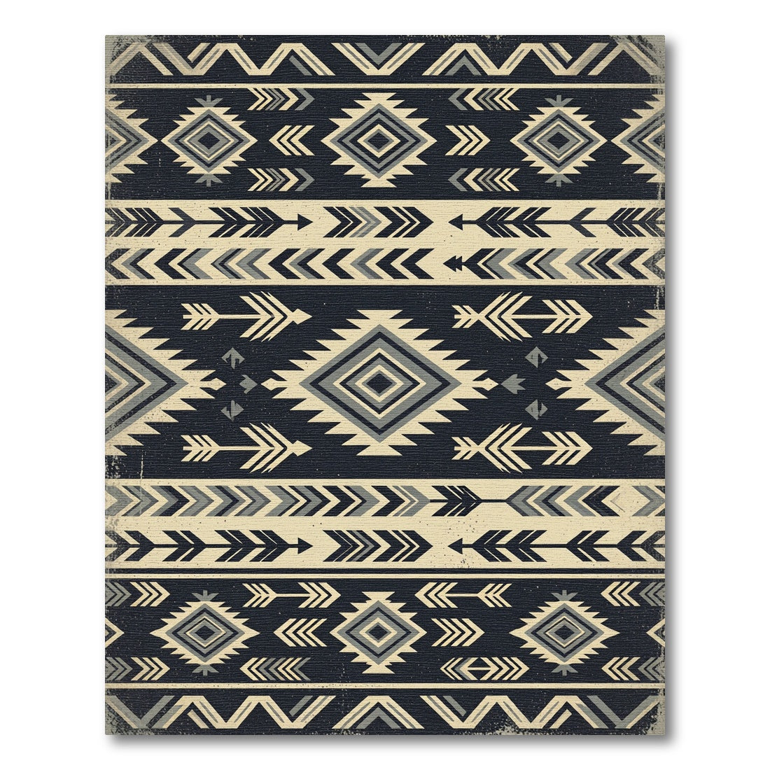 Geometric Charcoal Neutral Aztec Diamond Area Rug
