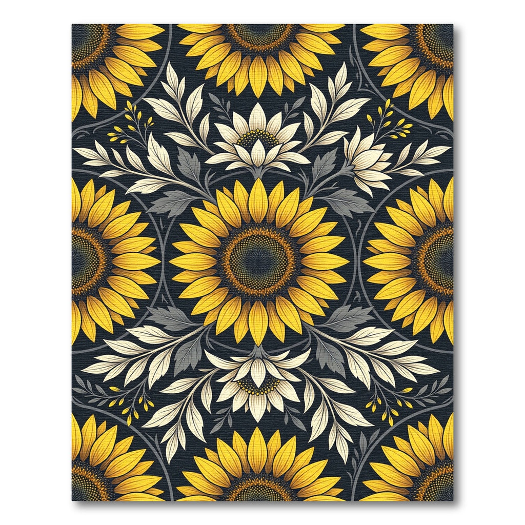 Golden Sunflower Floral Botanical Arrangement Rug