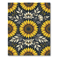 Golden Sunflower Floral Botanical Arrangement Rug