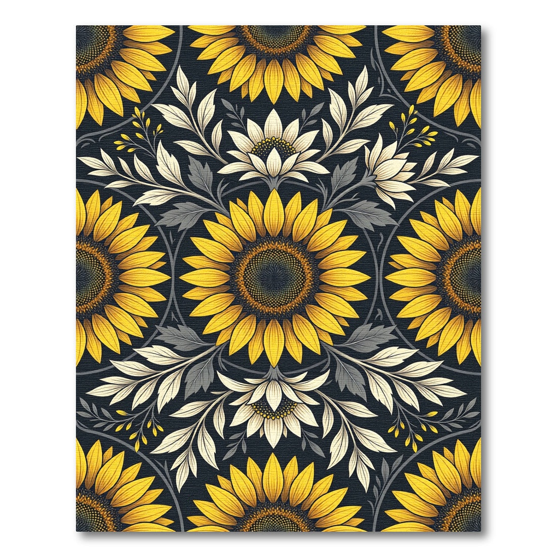 Golden Sunflower Floral Botanical Arrangement Rug