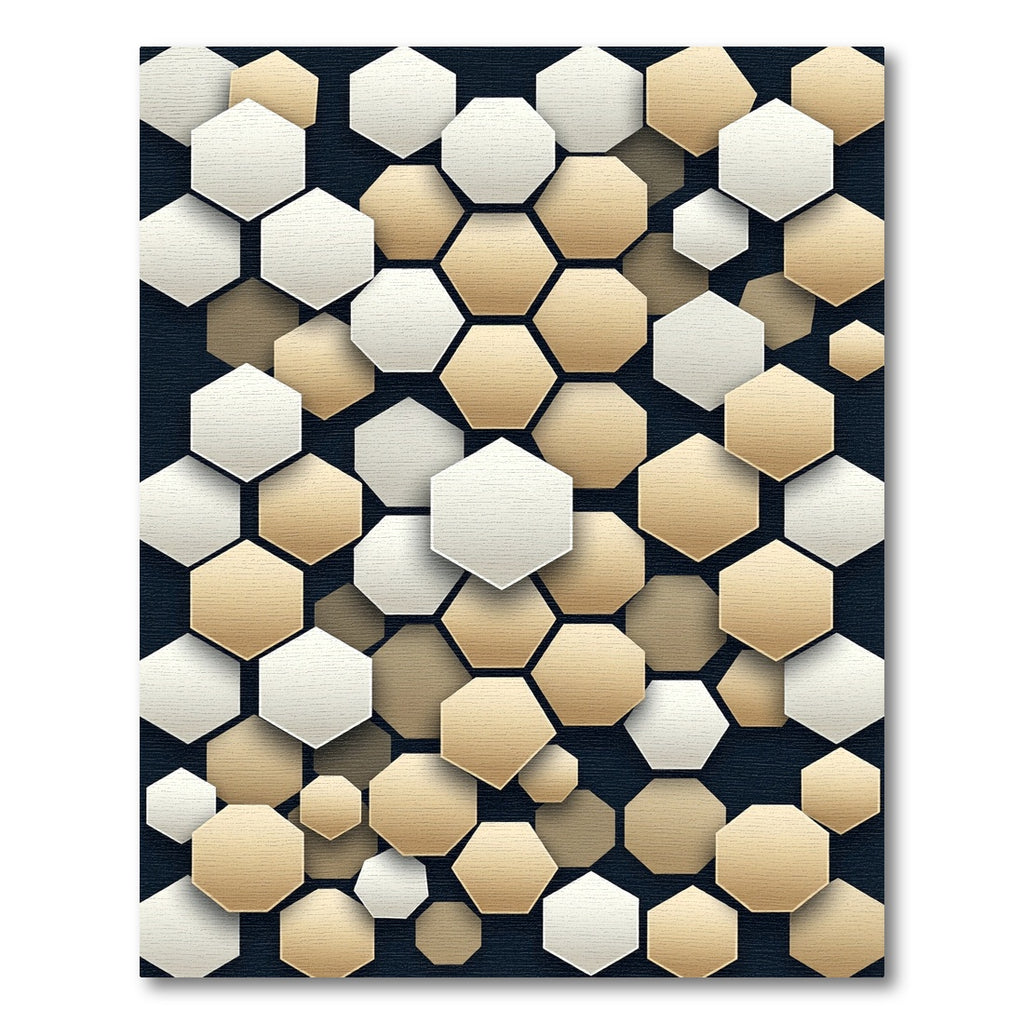 Golden Cream Hexagon Cluster Rug