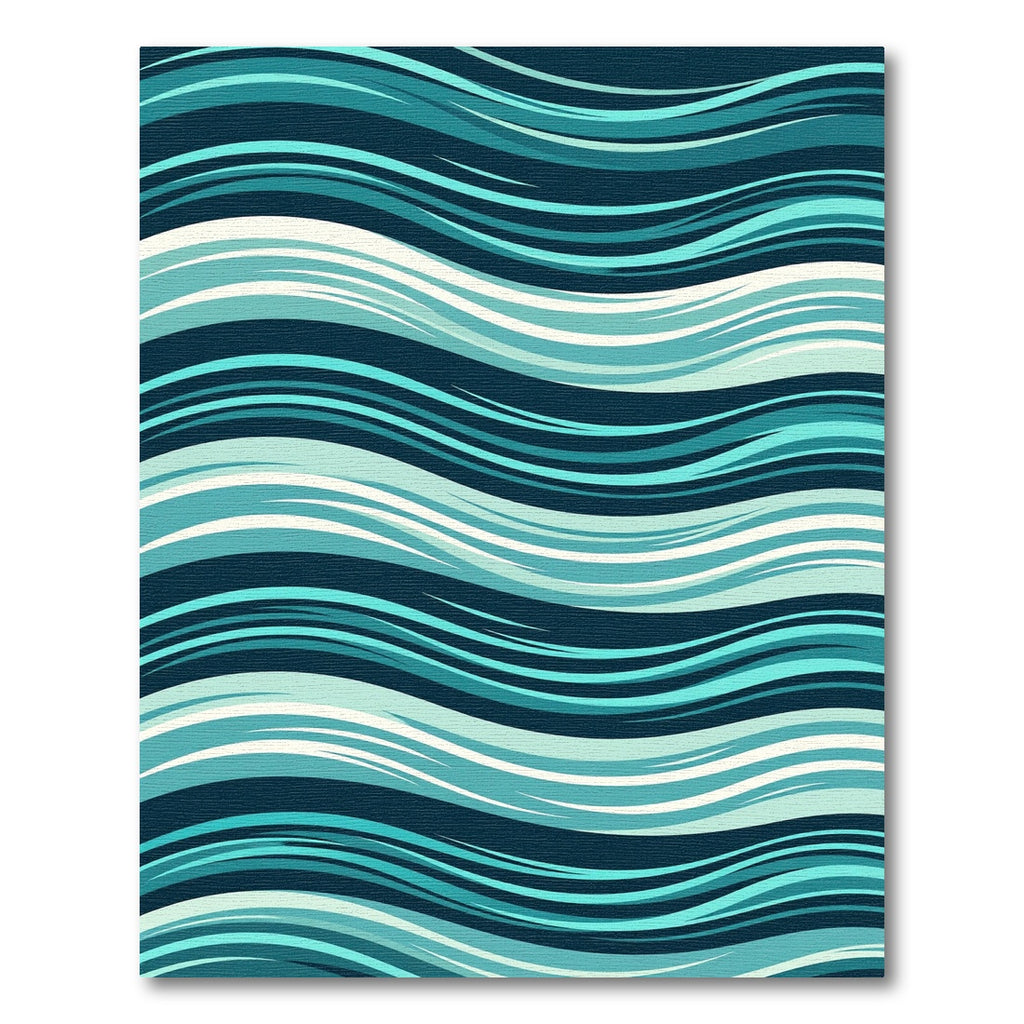 Modern Teal and Navy Flowing Waves Rug