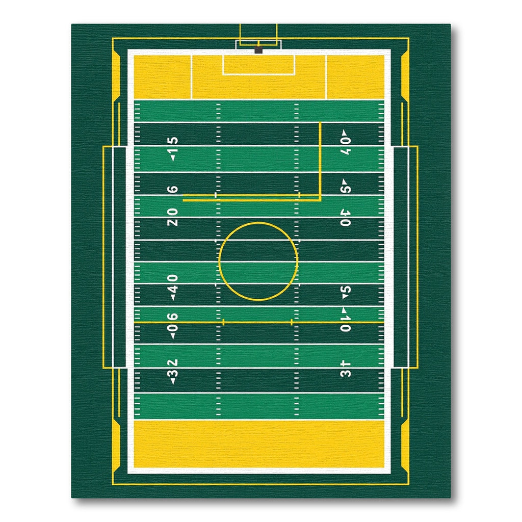 Green and Yellow Gridiron Field Line Rug