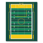 Green and Yellow Gridiron Field Line Rug