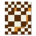 Modern Brown and Ochre Checkerboard Grid Rug