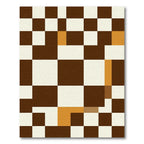 Modern Brown and Ochre Checkerboard Grid Rug
