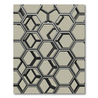 Modern Gray Geometric Hexagonal Grid Rug