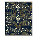 Golden Musical Notes on Navy Blue Rug